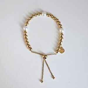 Majorica gold colored bead and pearl like bracelet # 1